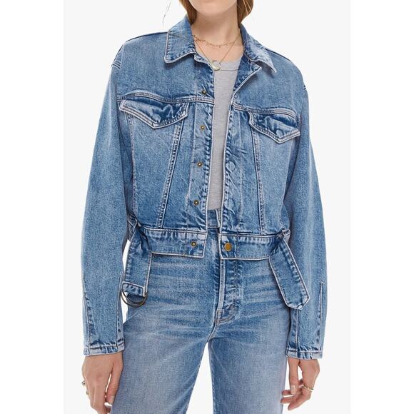 MOTHER Denim NWT The Belted Fly Away Jean Jacket in Belle De Jour Small NEW - Picture 1 of 6